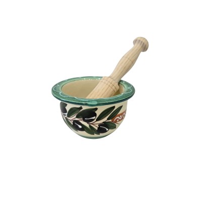 Mortero con maja 15x9 (ancho x alto) - Verde y marrón