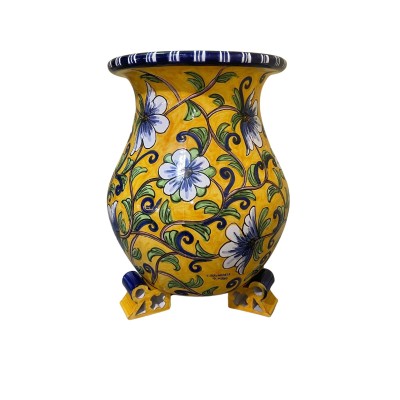 Maceta tinaja modelo costé especial rellena flores amarillas 30x38cm (boca x alto)