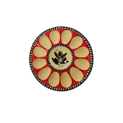 Plato huevos decoración 25x2 (ancho x alto) - Olivas verde y rojo