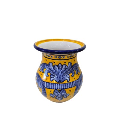 Maceta tinaja modelo costé cenefa rellena con fondo naranja 34x44cm (ancho x alto)